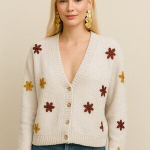 Hem & Thread Emroidered Sweater Cardigan - NWT